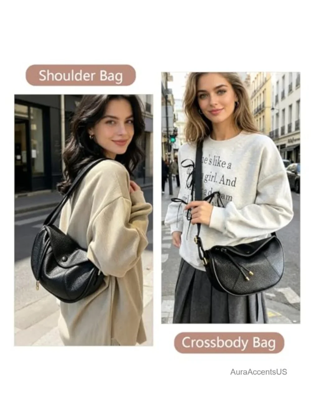 Faux Leather Slouchy Hobo Dumpling Shoulder Bag Crossbody Purse